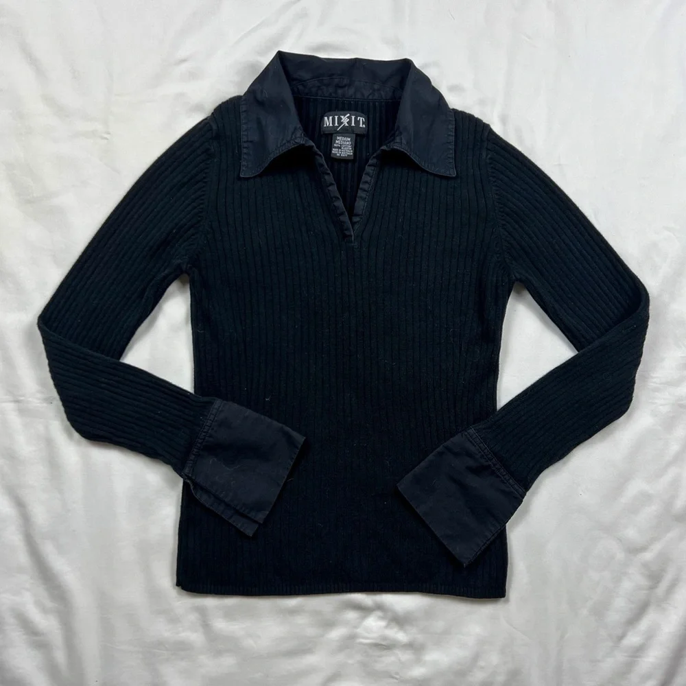 Y2K Mixit Collared Top - Picture 2 of 5